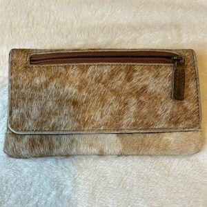 Hair-On Hide Clutch Wallet in Brown and Cream